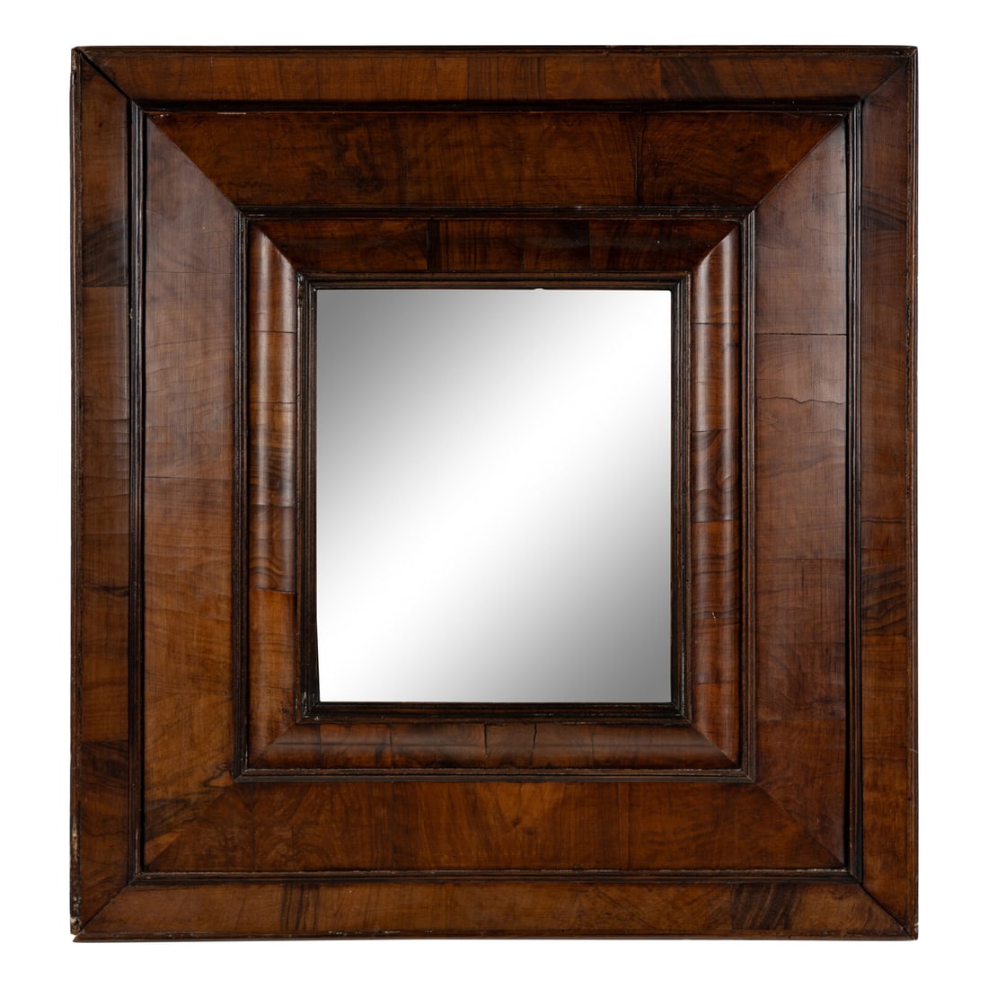 A Continental Walnut Mirror: A Continental Walnut Mirror 18th Century Height 28 x 25 3/4 inches. Property from the Estate of Audrey and Philip Rietveld, Crete, Illinois This lot is located in Chicago.