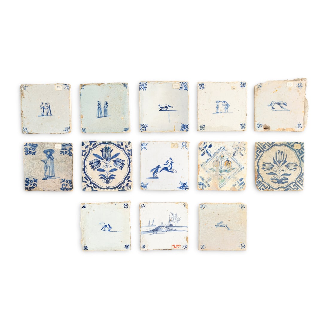 A Collection of Delft Ceramic Tiles: A Collection of Delft Ceramic Tiles 18th/19th Century each 5 x 5 inches. Property from the Estate of Audrey and Philip Rietveld, Crete, Illinois This lot is located in Chicago.