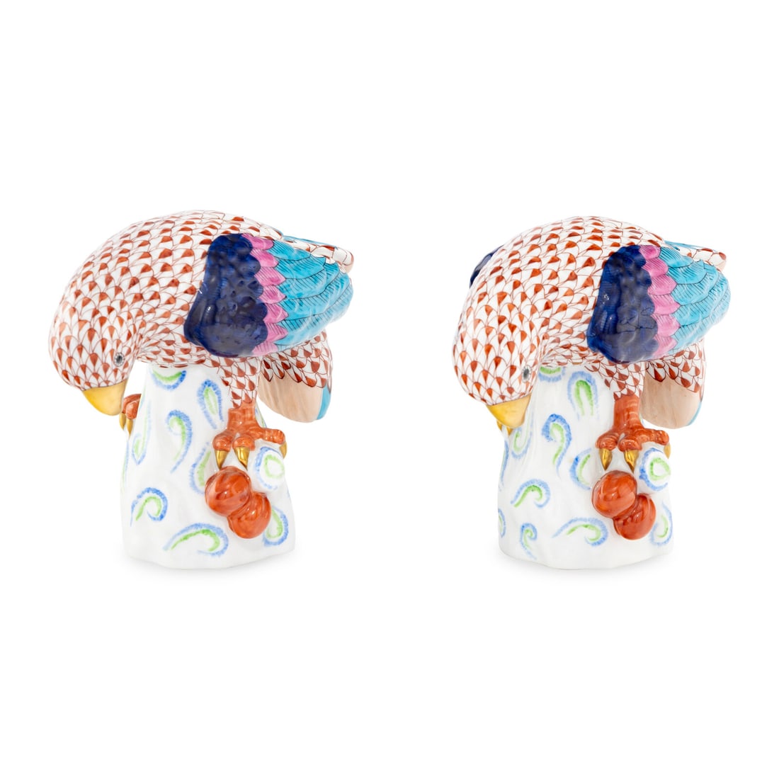 A Pair of Herend Fishnet Porcelain Parrot Figurines (1 of 3)