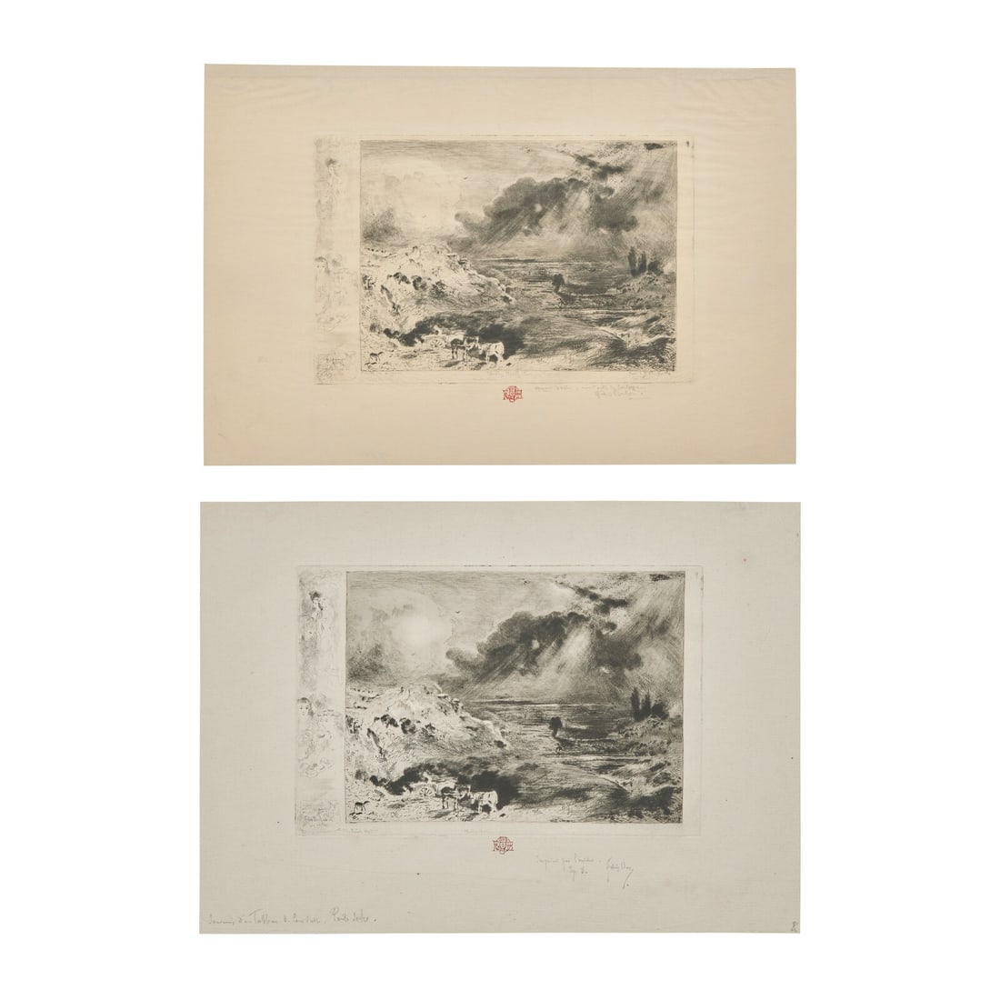 FÈlix Hilaire Buhot (French, 1847-1898) L'Orage (Two Works) (1 of 5)