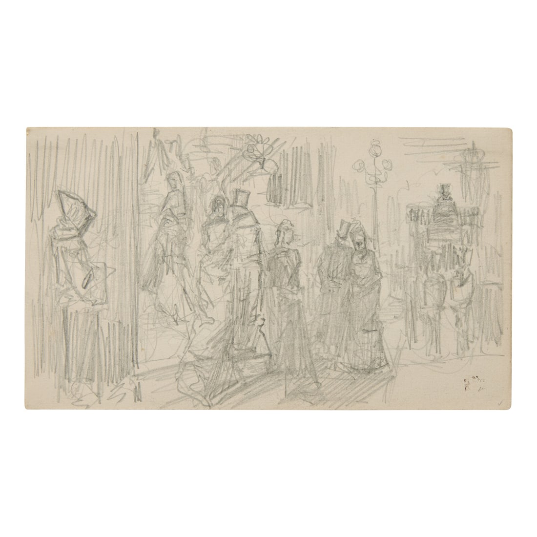 FÈlix Hilaire Buhot (French, 1847ñ1898) Parisian Street Scene; with Figure Study Verso (a (1 of 2)