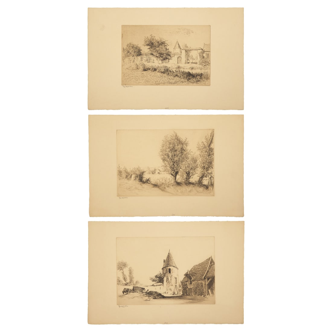 Edgar Chahine (French, 1874-1947) Set of 3 Landscapes (1 of 2)
