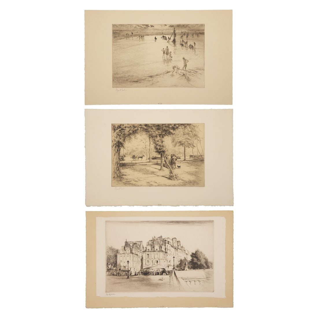 Edgar Chahine (French, 1874-1947) Les Maisons du Pont Neuf; Together with Two Works (3) (1 of 2)
