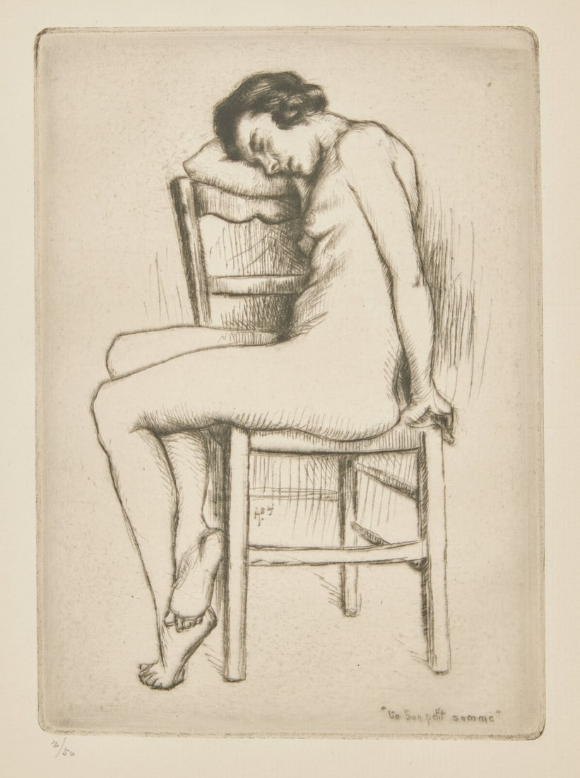 Frank Milton Armington (American, 1876-1941) Un Bon Petit Somme, 1924: Frank Milton Armington (American, 1876-1941) Un Bon Petit Somme, 1924 etching numbered 2/50 in pencil 6 5/8 x 4 3/4 in. This lot is located in Philadelphia.