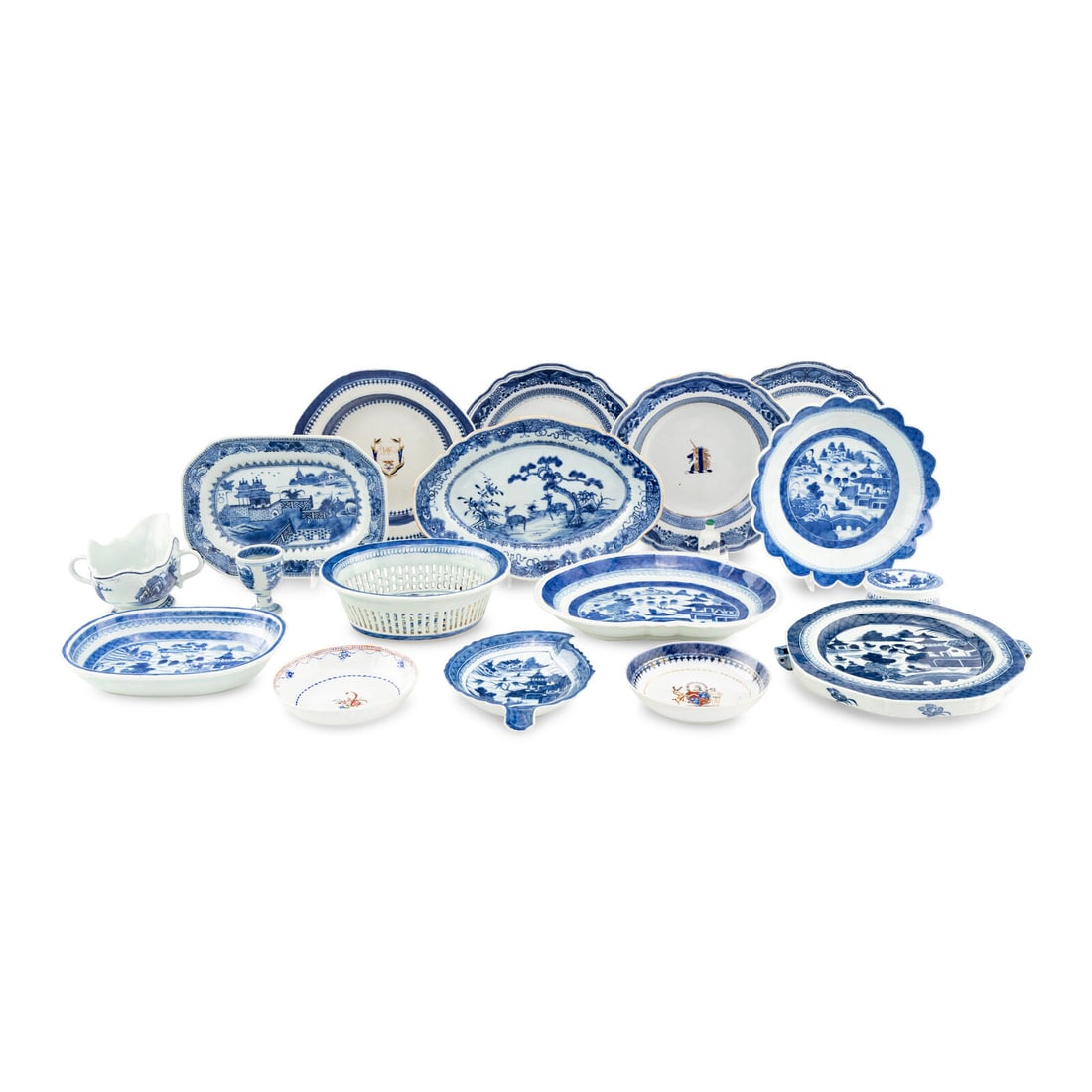 A Collection of Chinese Export Blue and White Porcelain Table Articles (1 of 3)