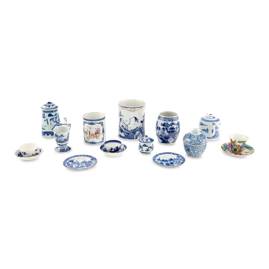A Collection of Chinese Export Blue and White Porcelain Tea Articles (1 of 2)