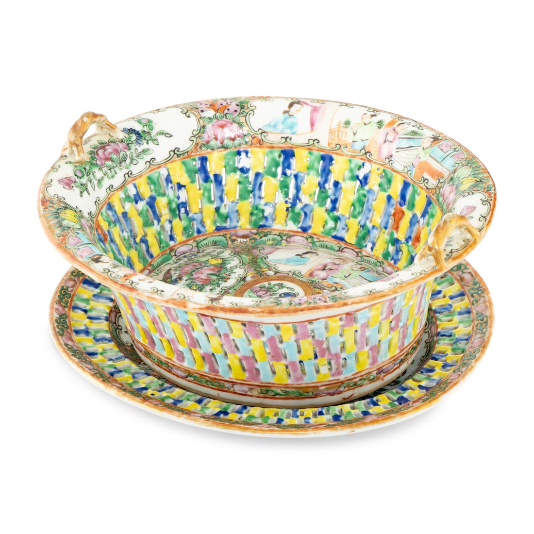 A Chinese Export Chestnut Basket and Underplate (1 of 2)
