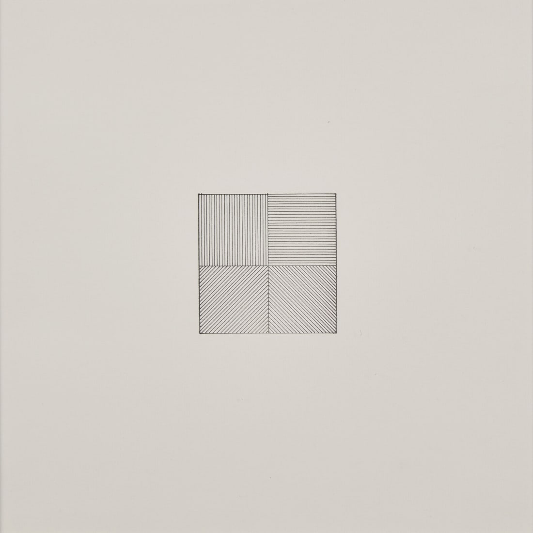 Sol Lewitt (American, 1928-2007) Lines in Four Directions, 1976: Sol Lewitt (American, 1928-2007) Lines in Four Directions, 1976 rubber stamp in black on Arches Satine stamped in black ink and numbered 984/1000 in pencil (verso) Sheet: 8 x 8 inches. This lot is loc