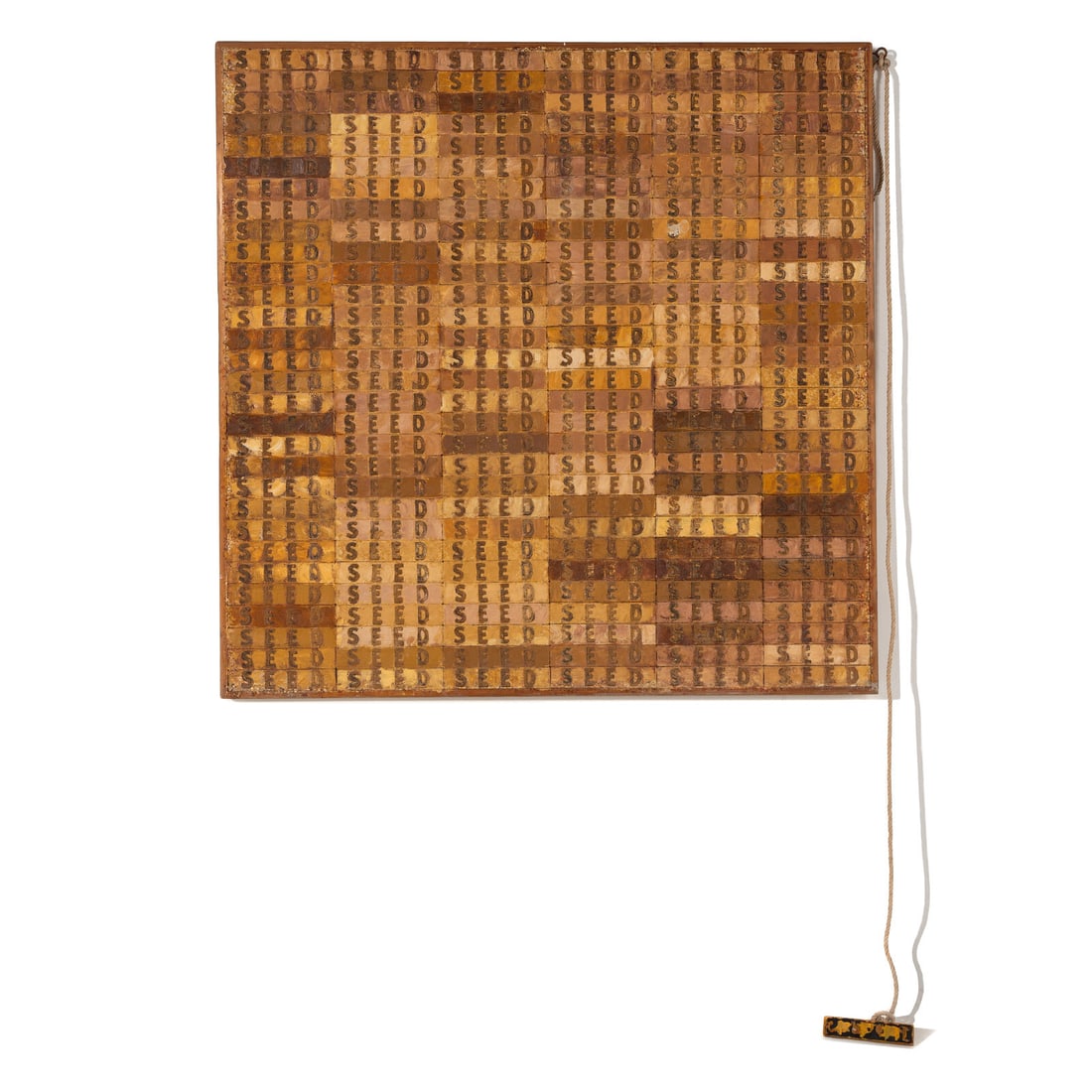 Joe Tilson (British, 1928-2023) SEED MANTRA, 1971-72: Joe Tilson (British, 1928-2023) SEED MANTRA, 1971-72 oil on canvas on wood panel signed Joe Tilson, titled, dated and inscribed (verso) 61 1/2 x 61 1/2 inches. Property from a Private Collection This 