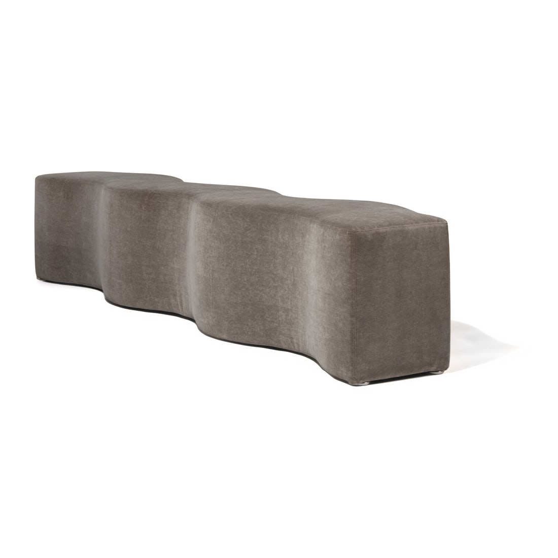 Laurinda Spear (American, b. 1950) Ripple Bench, c. 1980 for Brayton International, USA: Laurinda Spear (American, b. 1950) Ripple Bench, c. 1980 for Brayton International, USA wood, foam, upholstery 18 h x 96 w x 18 d inches. This lot is located in Chicago.