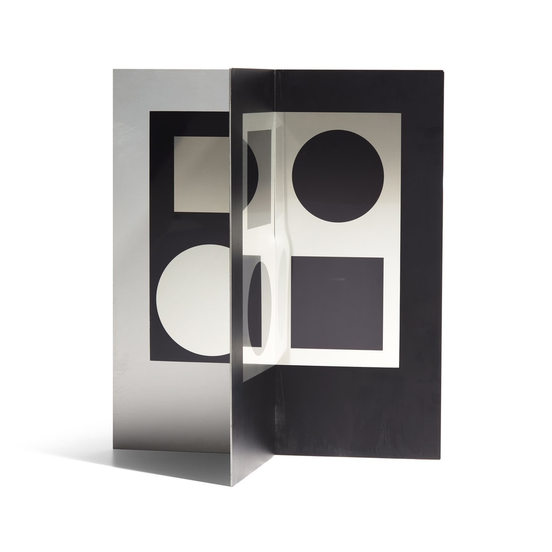 Victor Vasarely (Hungarian, 1906-1997) Image-Miroir, 1965: Victor Vasarely (Hungarian, 1906-1997) Image-Miroir, 1965 screenprint on two polished aluminum panels signed and numbered 23/30 in ink 18 x 15 3/4 x 15 3/4 inches. This lot is located in Philadelphia.