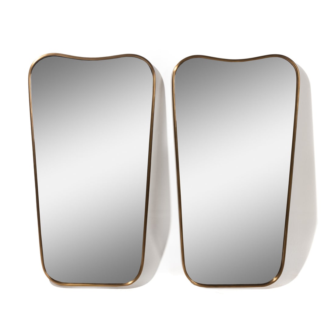 Made Goods, Style of Gio Ponti 2021 Pair of contemporary brass-framed mirrors for Ardmore Home (1 of 2)