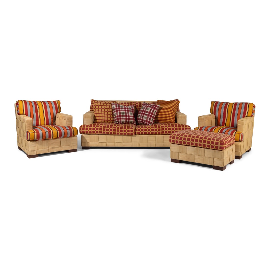 John Hutton for Donghia c. 1990 Block Island Four Piece set Sofa, Two Chairs, Ottoman Donghia (1 of 2)