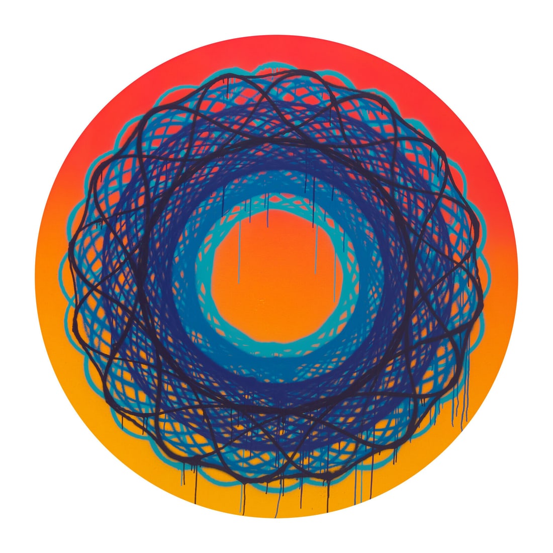 Jason Revok (American, b. 1977) Spirograph Commission, 2020: Jason Revok (American, b. 1977) Spirograph Commission, 2020 acrylic, spray paint, and synthetic polymer on shaped canvas signed Jason Revok and dated (verso) Diameter: 60 inches. This lot is located i