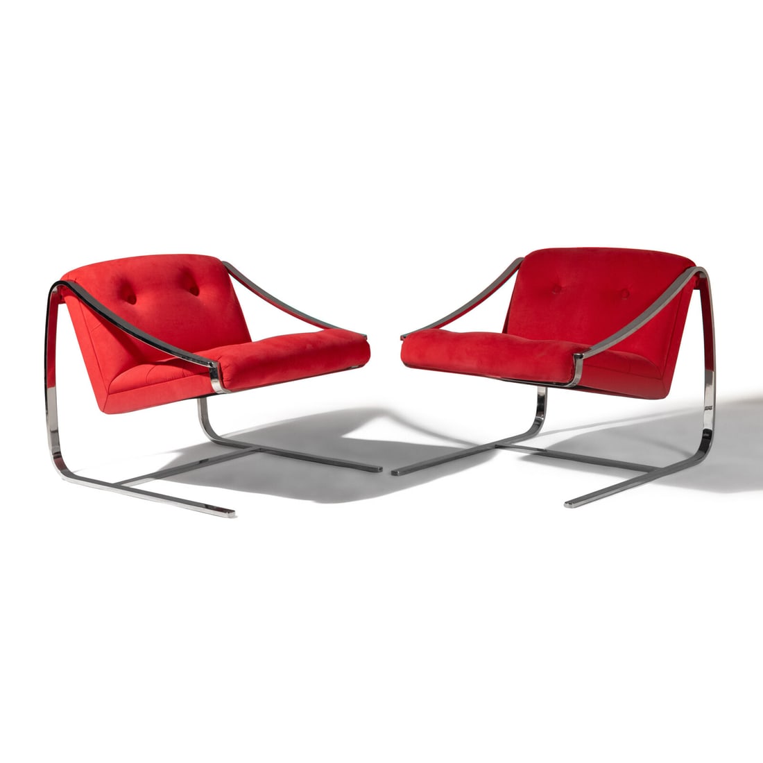 Charles Gibilterra c. 1977 Pair of Cantilevered Chairs for Brueton (1 of 2)