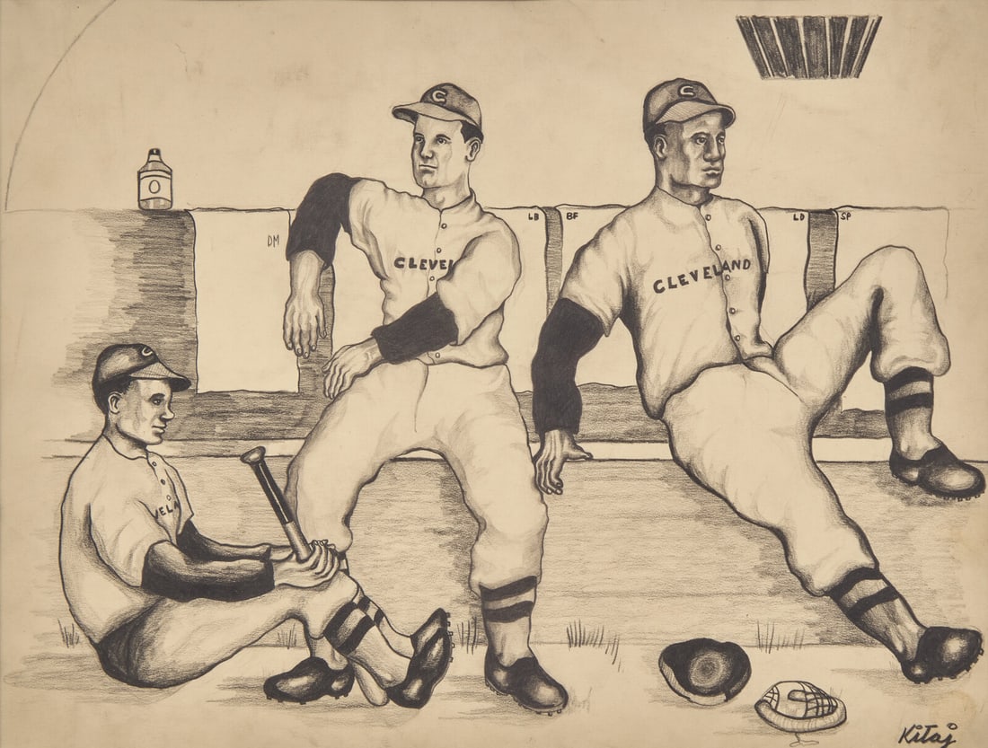 R.B. Kitaj (American, 1932-2007) Untitled (Baseball Players): R.B. Kitaj (American, 1932-2007) Untitled (Baseball Players) graphite on paper signed Kitaj (lower right) 11 1/4 x 15 inches. The Collection of Joel Grey This lot is located in Philadelphia. Lot Note 