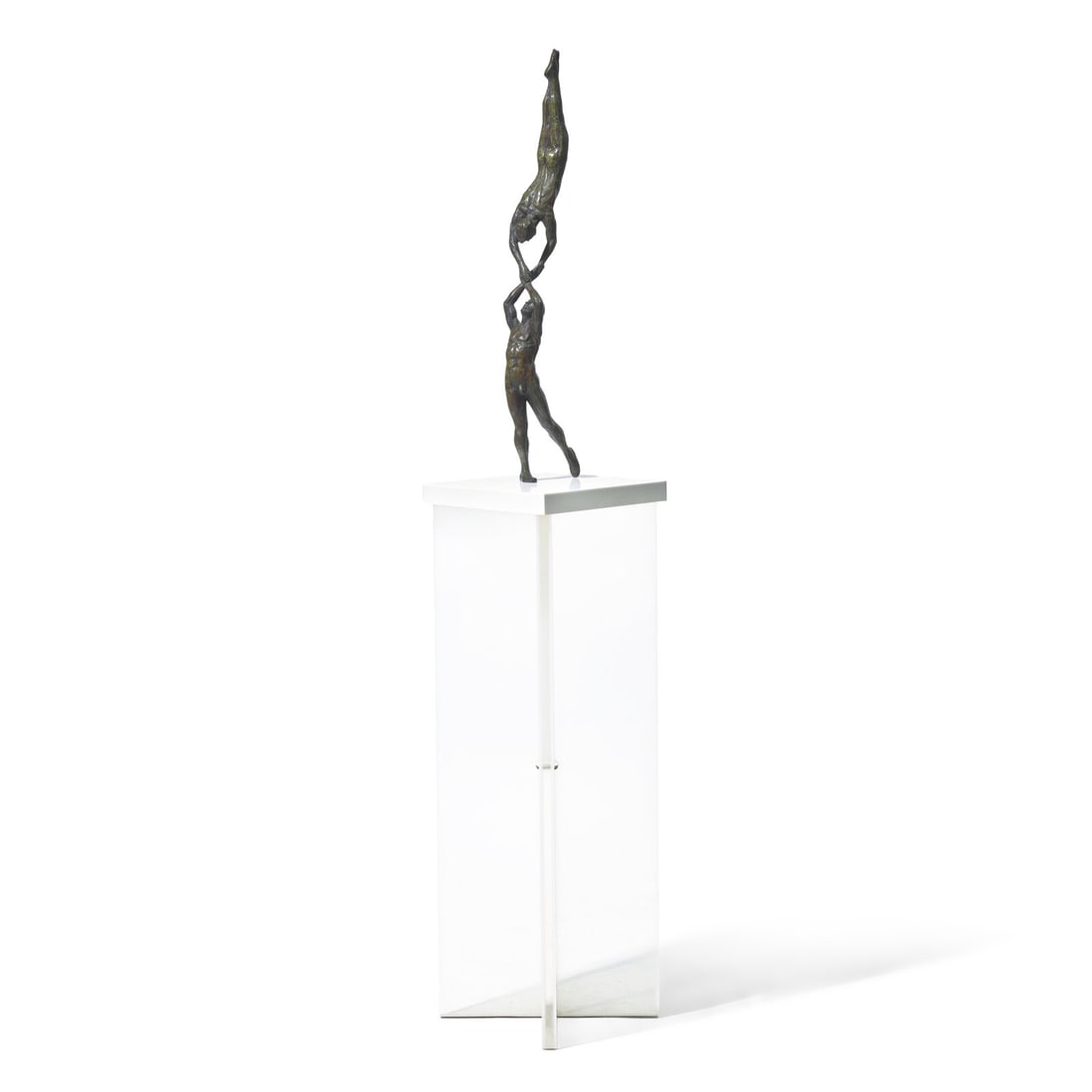 Joe Brown (American, 1909-1985) Gymnasts, 1969: Joe Brown (American, 1909-1985) Gymnasts, 1969 bronze with dark brown patina mounted on original wood base Height: 27 3/4 inches. This lot is located in Philadelphia. Provenance The Artist Acquired fr