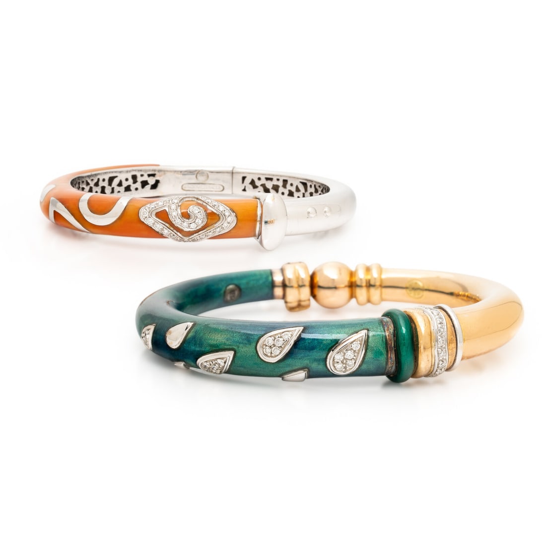 La Nouvelle Bague, Two Diamond and Enamel Bangle Bracelets (1 of 2)