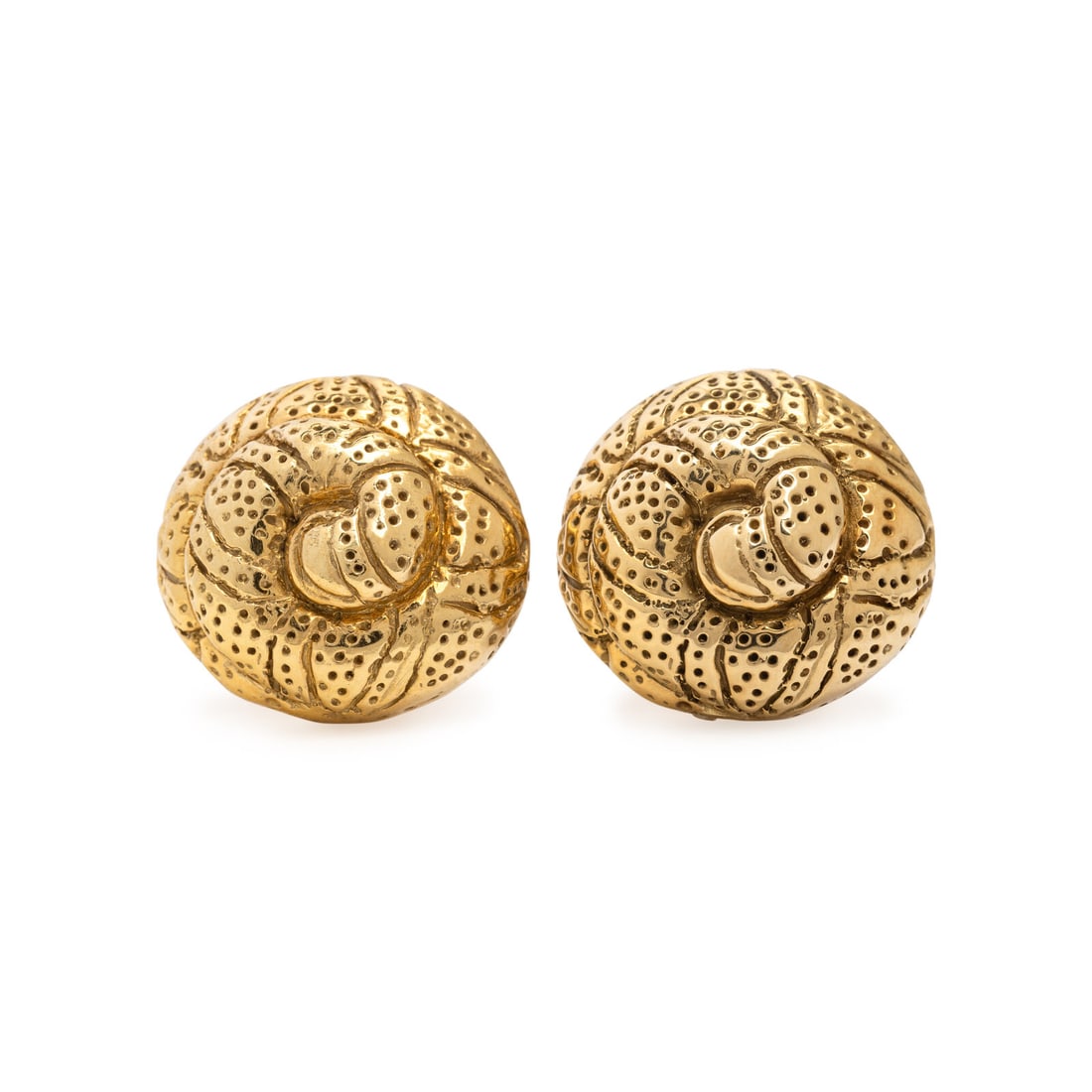 Elizabeth Gage, Yellow Gold Earrings: Elizabeth Gage, Yellow Gold Earrings 18 karat yellow gold. 7/8 inch long. Stamp: GAGE (partially obscured) SGD (British hallmark) 750. Gross weight: 14.50 dwt. Property from an Important Private Colle