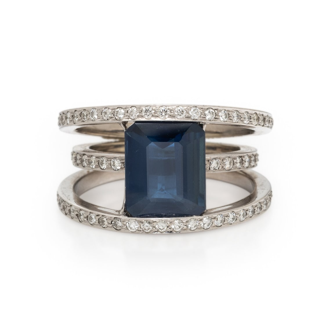 Sapphire, Diamond, and White Gold Ring (1 of 3)