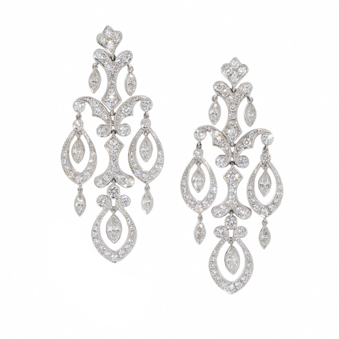 Diamond and White Gold Pendant Earrings (1 of 2)