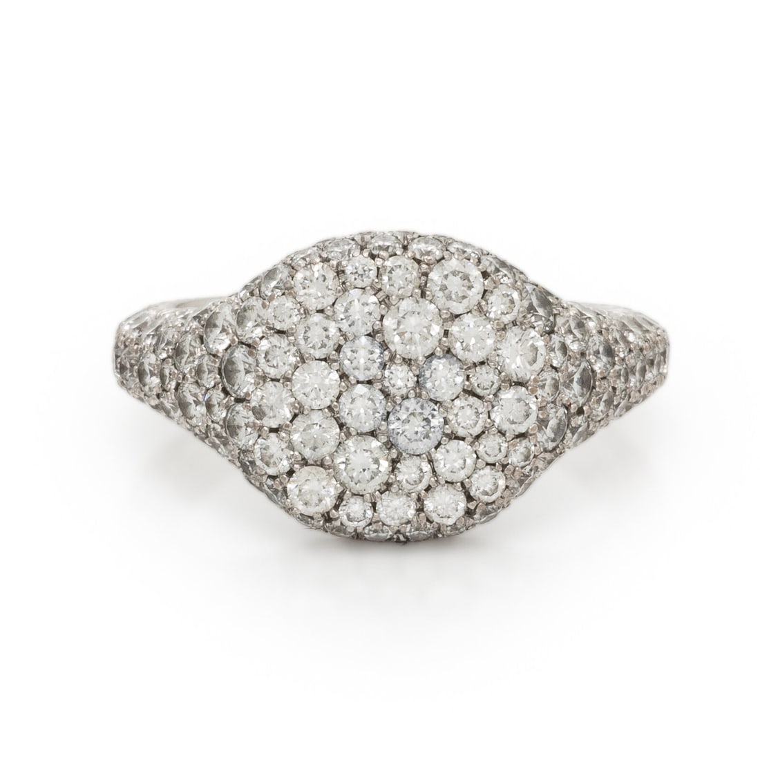 David Yurman, 'Petite Pavé', Diamond and White Gold Ring: David Yurman, 'Petite Pavé', Diamond and White Gold Ring Pavé-set round brilliant cut diamonds weighing approximately 1.55 carats total. 18 karat white gold. Ring size 3 3/4. Stamp: (maker's mark) D