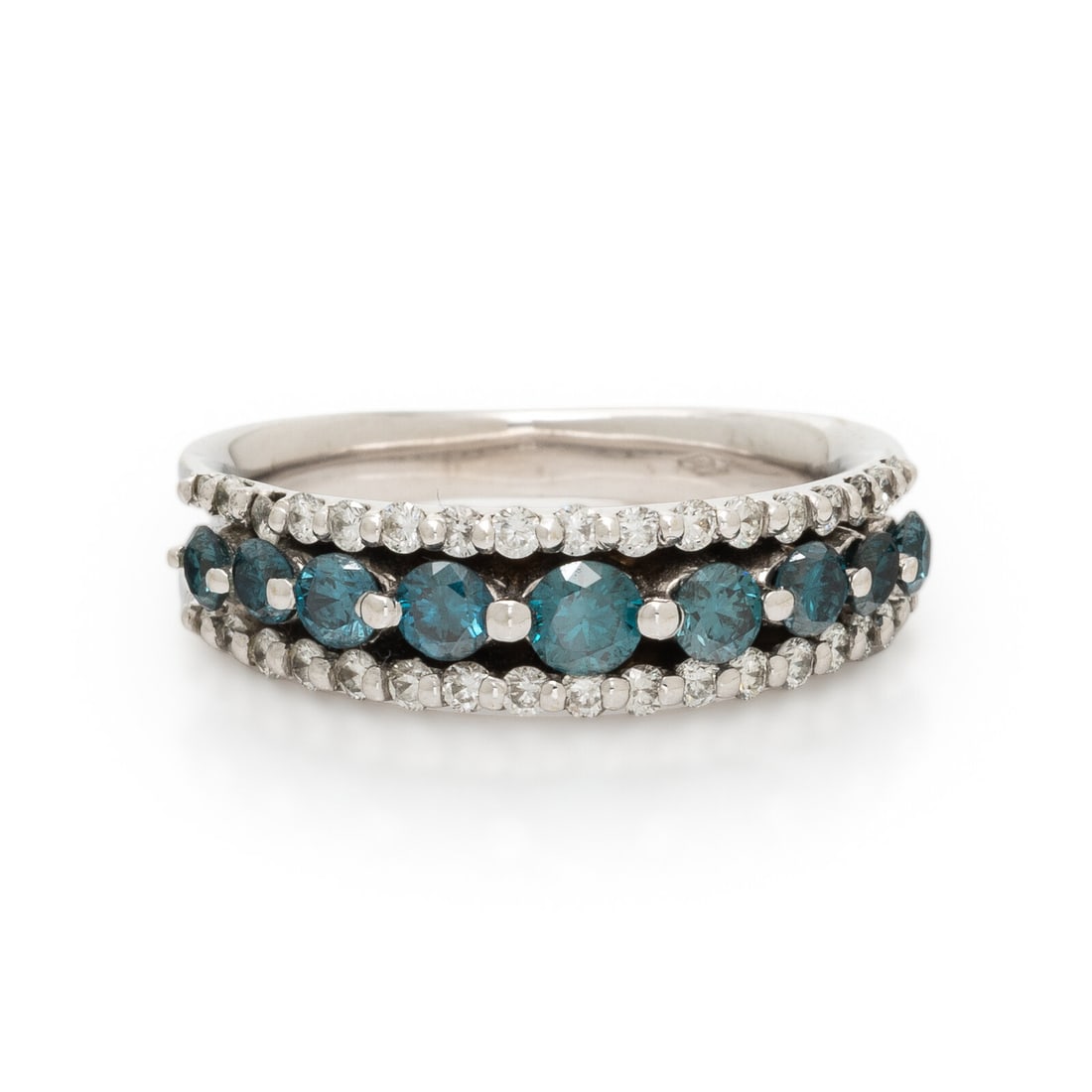 Treated Blue Diamond, Diamond, and White Gold Ring (1 of 3)