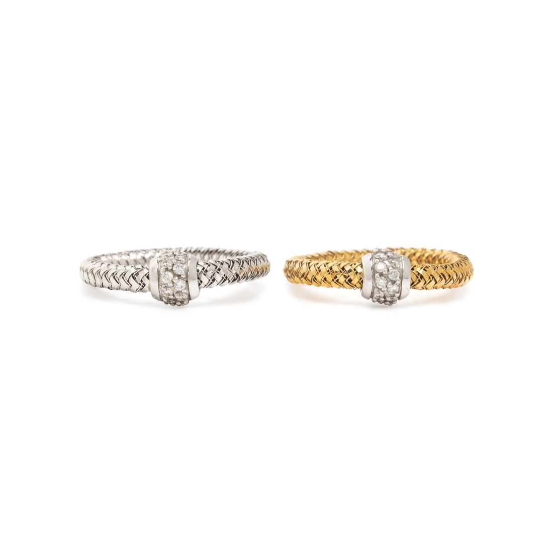 Roberto Coin, Pair of Diamond and Gold Flexible Rings (1 of 5)