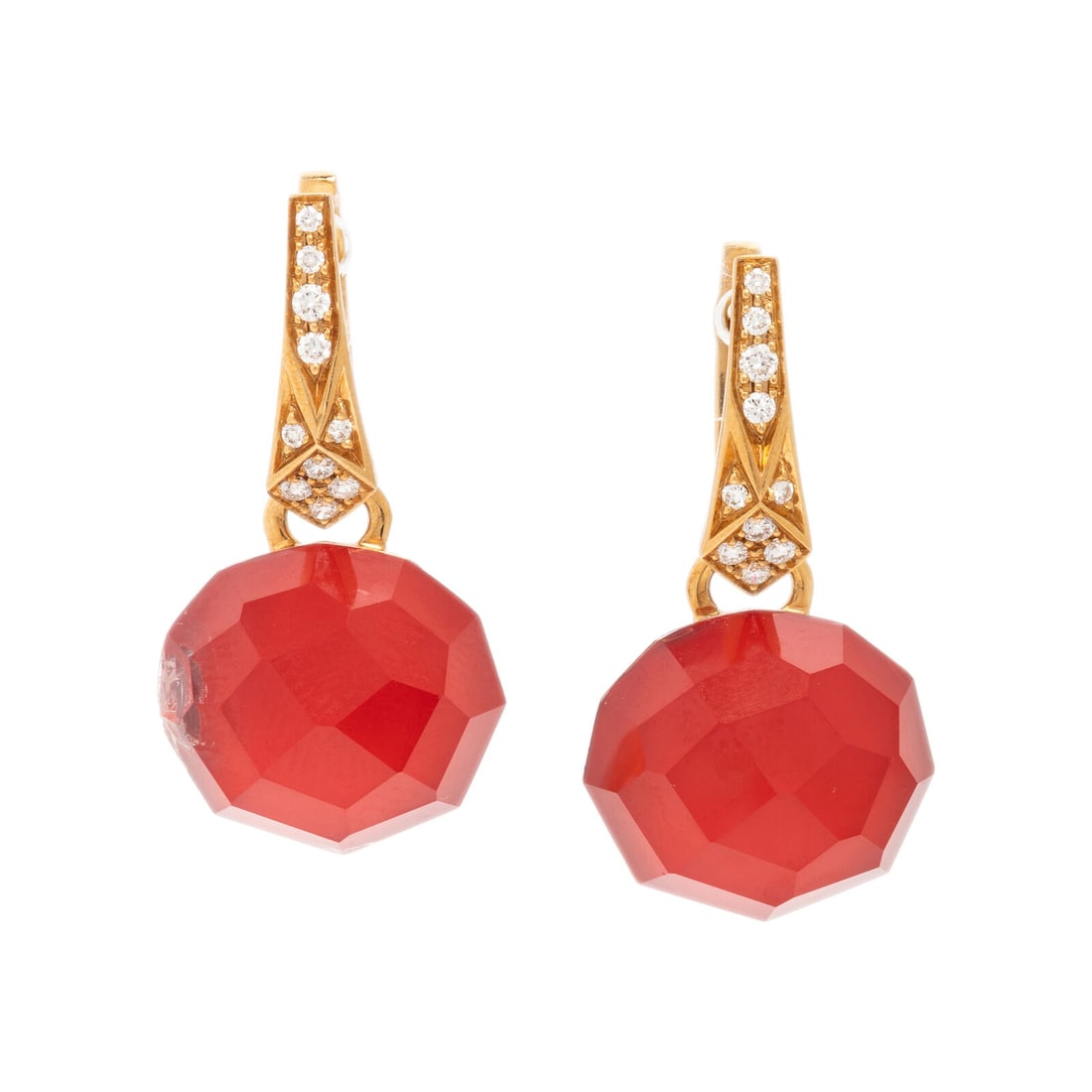 Steven Webster, Rock Crystal, Diamond, and Yellow Gold 'Crystal Haze' Earrings: Steven Webster, Rock Crystal, Diamond, and Yellow Gold 'Crystal Haze' Earrings Faceted rock crystal quartz doublet and round brilliant cut diamonds weighing approximately 0.15 carat total. 18 karat ye