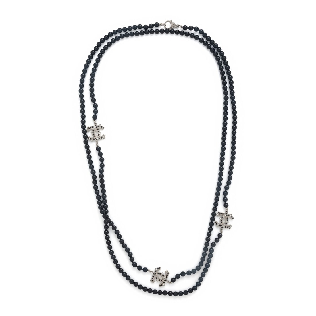 Chanel, Black Bead 'CC' Logo Necklace (1 of 3)