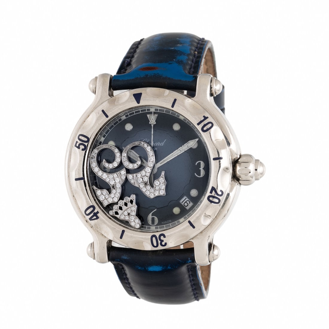 Chopard, Steel 'Happy Sport' 'Crystal Cruises' Watch: Chopard, Steel 'Happy Sport' 'Crystal Cruises' Watch Maker: Chopard Model: Happy Sport 'Crystal Cruises' Reference number: 8347 Serial number: 1482067 Case size: Approx. 39 mm Case material: Steel Dia
