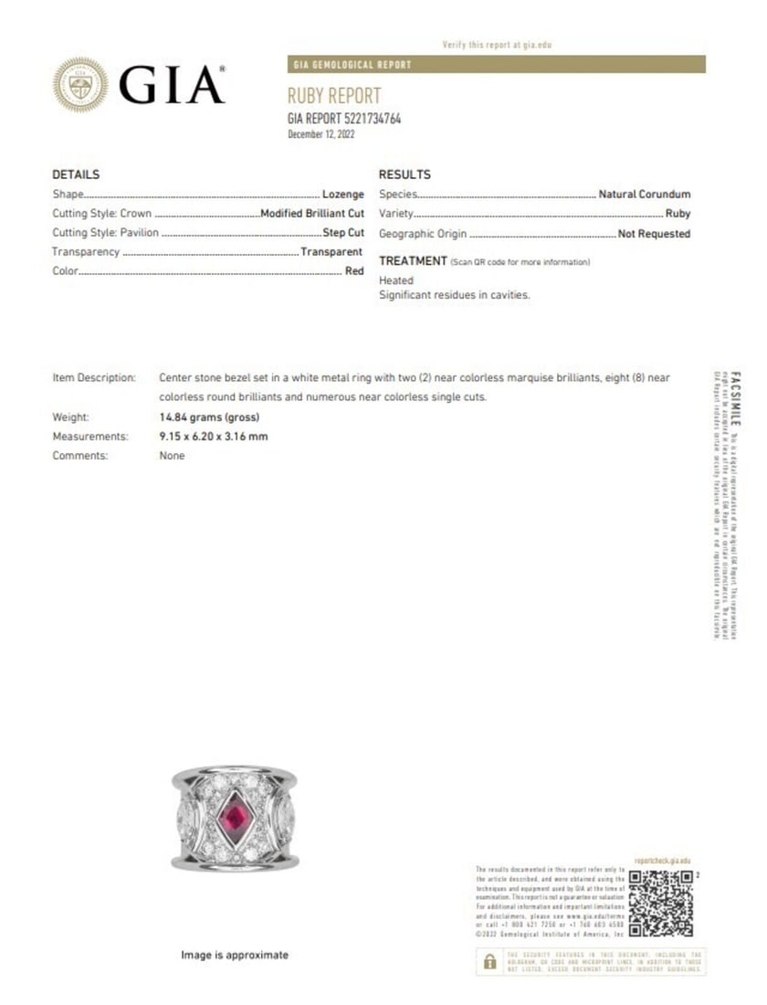 Diamond, Ruby, and White Gold Ring - 4