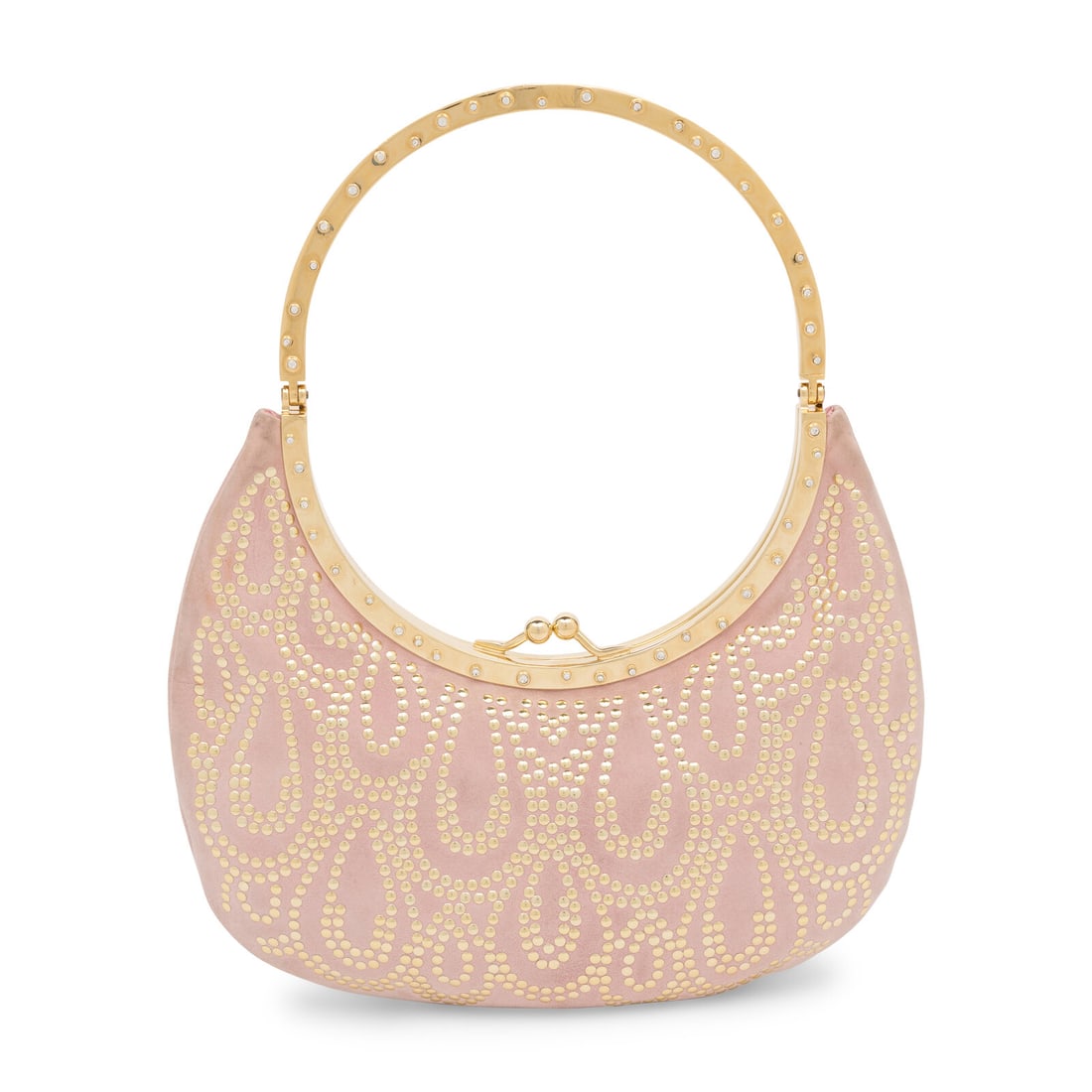Valentino, Studded Pink Suede Handbag (1 of 4)