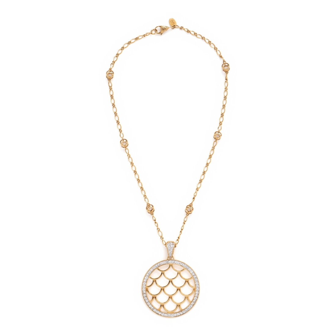 John Hardy, Yellow Gold and White Sapphire Pendant Necklace (1 of 3)