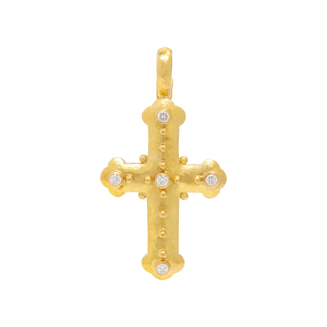 Elizabeth Locke, Diamond and Yellow Gold Cross Pendant (1 of 2)