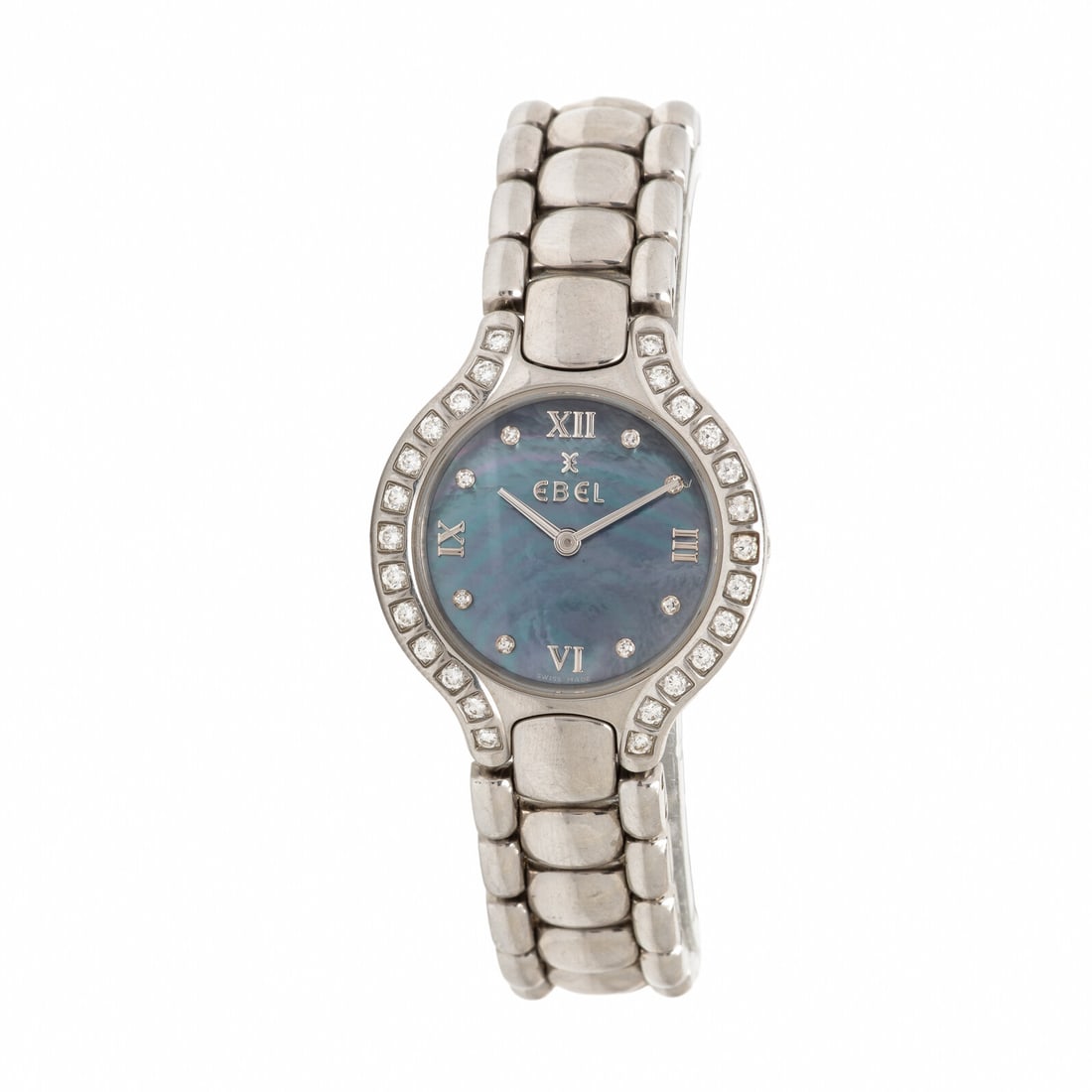 Ebel, Stainless Steel and Diamond 'Beluga' Watch with Mother-of-Pearl Dial: Ebel, Stainless Steel and Diamond 'Beluga' Watch with Mother-of-Pearl Dial Maker: Ebel Model: Beluga Reference number: 9976418-20 Serial number: 41500896 Case size: Approx. 25 mm Case material: Stainl