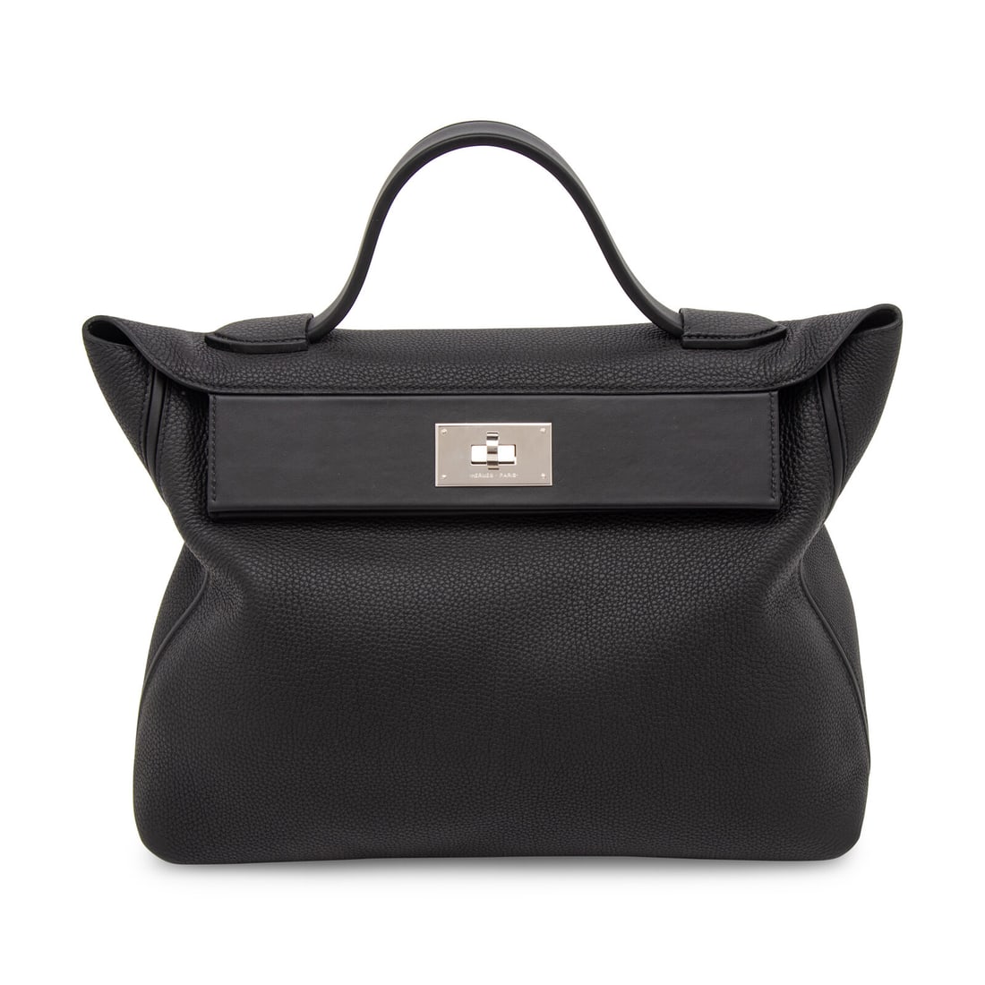 Hermès, 24/24 35 Handbag in Noir Togo Leather: Hermès, 24/24 35 Handbag in Noir Togo Leather Hermès 24/24 35 handbag in Noir Togo leather with palladium-plated hardware. Label: Hermès Code: YHT002 KM Date: 2020 Country of Origin: France Approxi