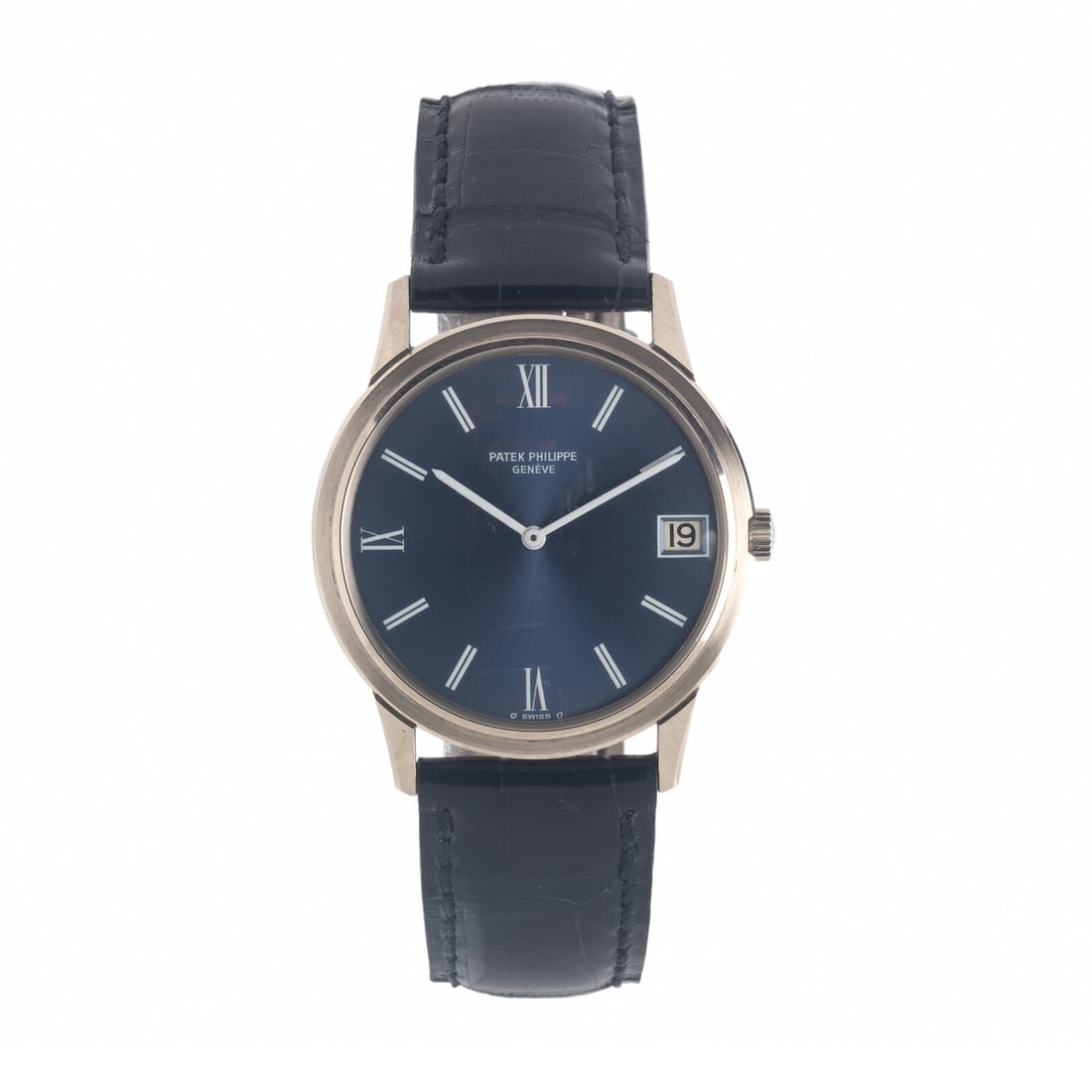 Patek Philippe, Ref. 3593G, 18K White Gold 'Calatrava' Date Watch, with Box: Patek Philippe, Ref. 3593G, 18K White Gold 'Calatrava' Date Watch, with Box Maker: Patek Philippe Model: Calatrava Reference number: 3593G Case number: 52334 Movement number: 1300073 Year: Circa 1972 