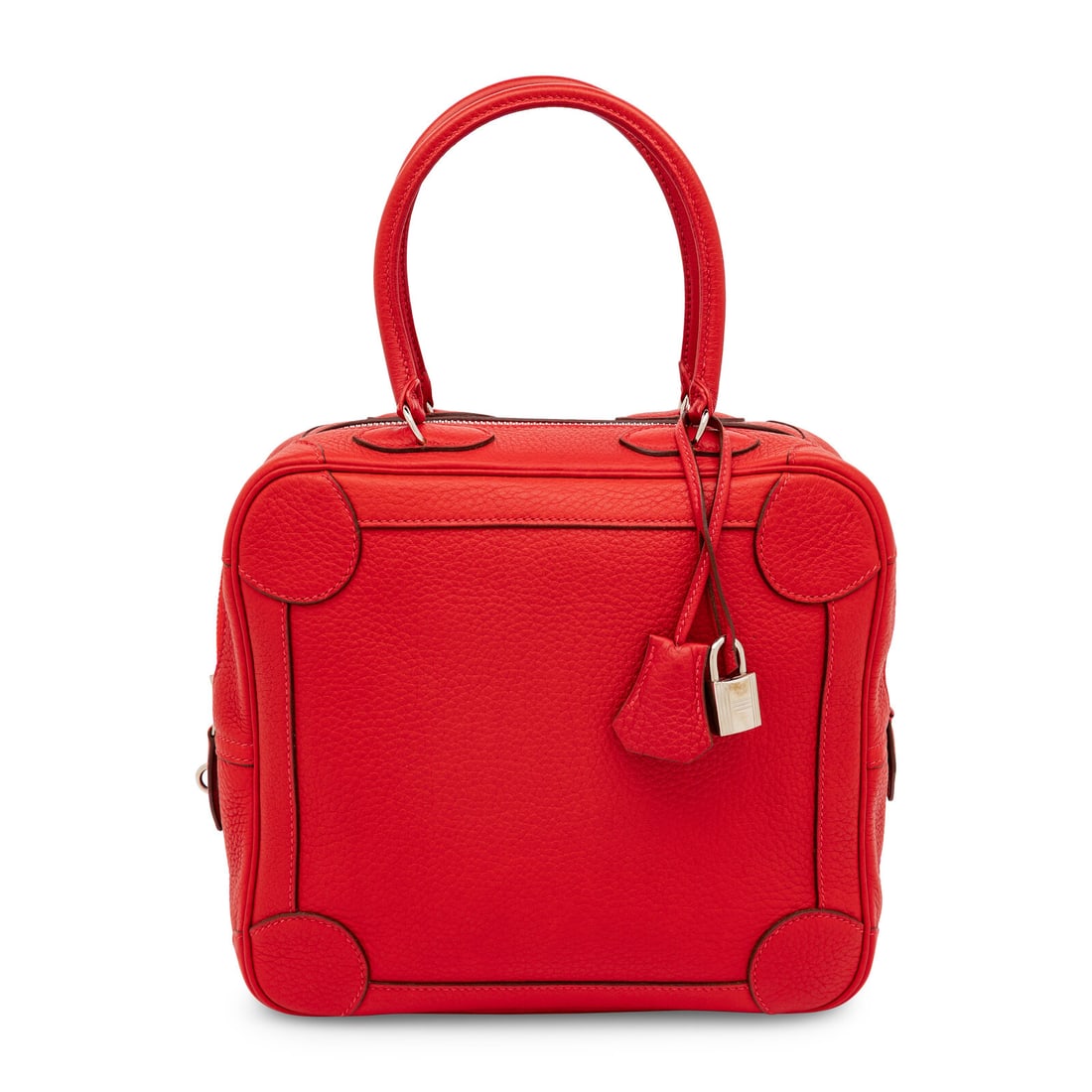 Hermès, Omnibus PM Bag in Vermillion Clemence: Hermès, Omnibus PM Bag in Vermillion Clemence Omnibus PM handbag in Vermillion Clemence leather with palladium-plated hardware. Zipper closure and rolled leather handles. Label: Hermès Stamp: H in S