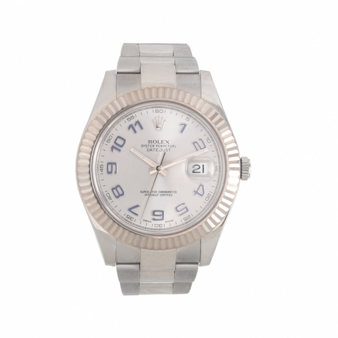 Rolex, Ref. 116334, Stainless Steel and 18K White Gold 'Datejust II' Watch, with Box & Papers: Rolex, Ref. 116334, Stainless Steel and 18K White Gold 'Datejust II' Watch, with Box & Papers Maker: Rolex Model: Datejust II Reference number: 116334 Serial number: 616CK128 Year: Circa 2017 Case siz
