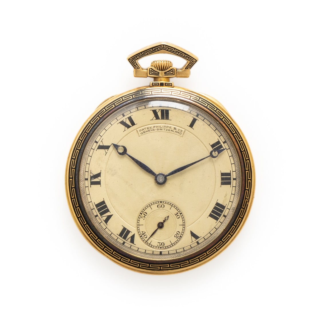Patek Philippe, 'Greek-Warrior' 18K Yellow Gold and Enamel Pocket Watch, with Extract from the (1 of 2)