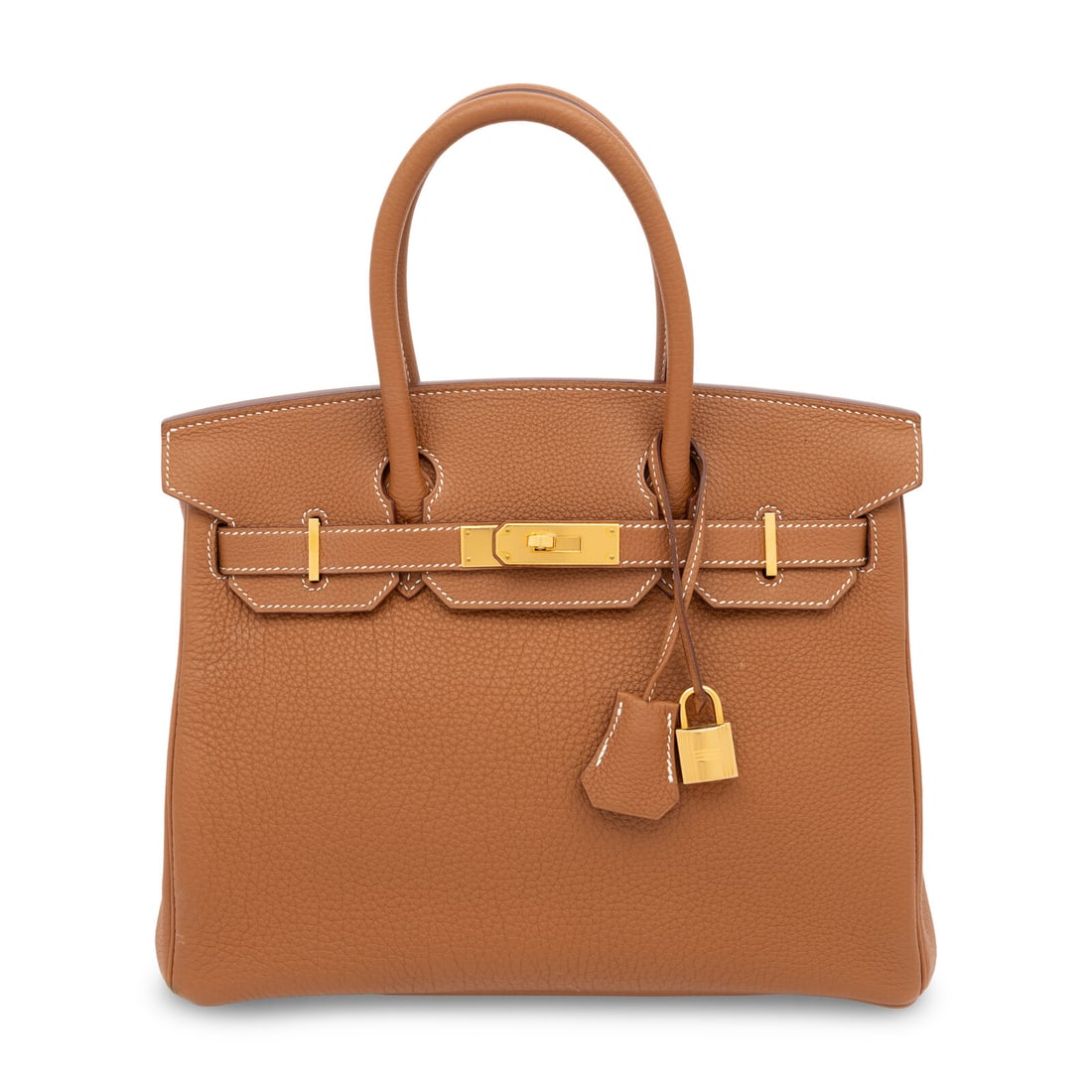 Hermès, Birkin 25 Bag in Gold Clemence: Hermès, Birkin 25 Bag in Gold Clemence Birkin 25 bag in Gold Clemence leather with gold-plated hardware. Label: Hermès Stamp: X Date: 2016 Country of Origin: France Approximate Measurements: 12ì L 