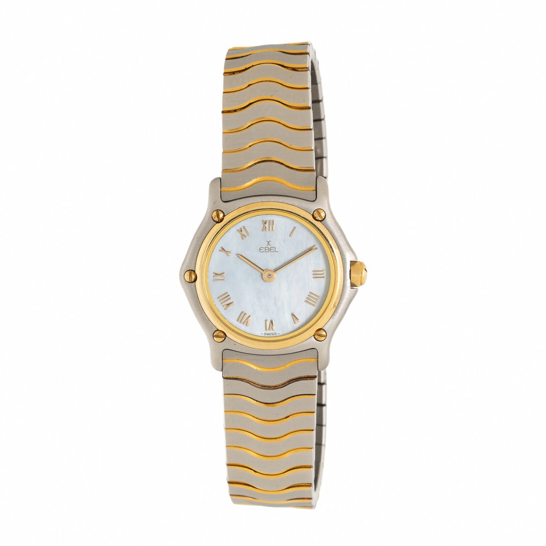 Ebel, Steel and Yellow Gold-Plated 'Sport' Watch: Ebel, Steel and Yellow Gold-Plated 'Sport' Watch Maker: Ebel Model: Sport Reference number: 1057901 Serial number: 18158177 Case size: Approx. 26 mm Case material: Steel and yellow gold-plated Bezel: 