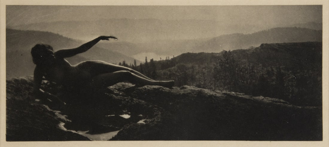 Anne W. Brigman (1869-1950) A pair of works (from 'Camera Work'), 1912 Photogravures on tissue.: Anne W. Brigman (1869-1950) A pair of works (from 'Camera Work'), 1912 Photogravures on tissue. Finis (1912) 5 1/4 x 9 1/4 in. (133 x 235 mm) sheet 6 x 10 in. (152 x 254 mm) Dawn (1912) 4 x 9 1/2 in. 