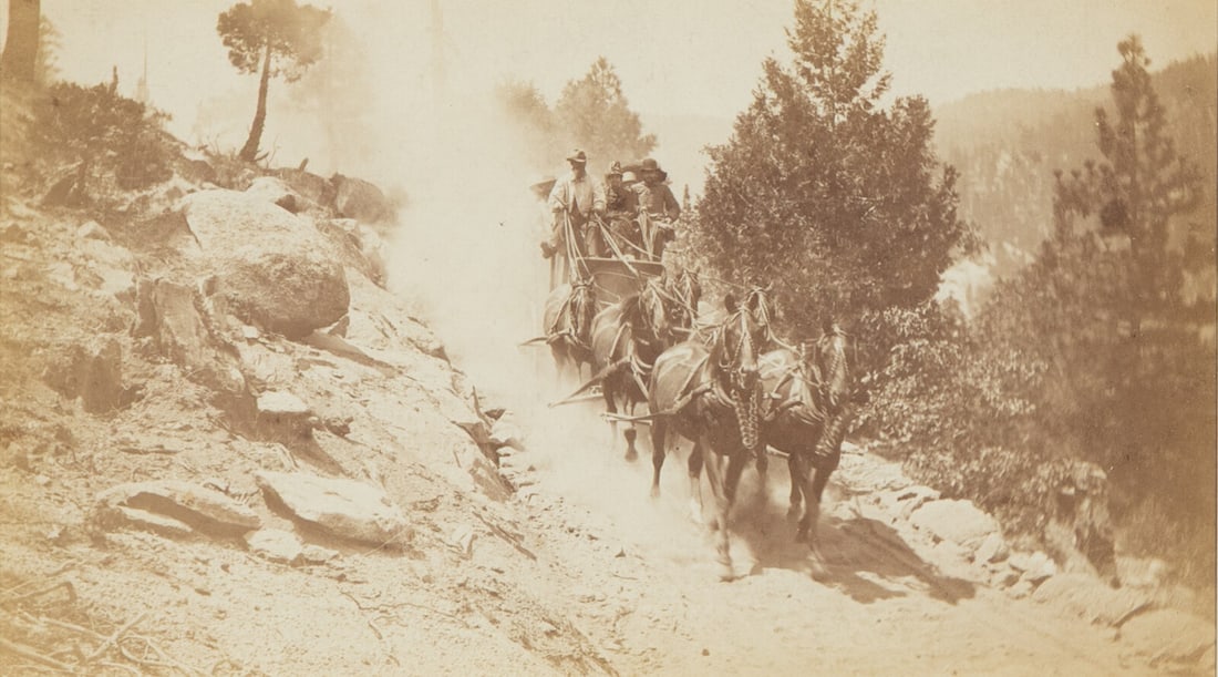 Fiske, George (1835-1918). Albumen photograph of a Yosemite, California, stagecoach. (1 of 2)