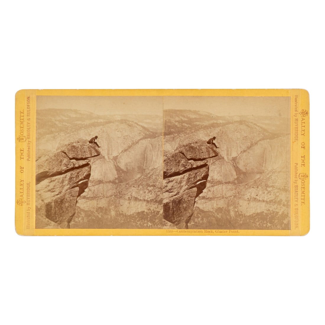 Muybridge, Eadweard (1830-1904). Stereoview of Contemplation Rock, Glacier Point from Valley of the (1 of 2)
