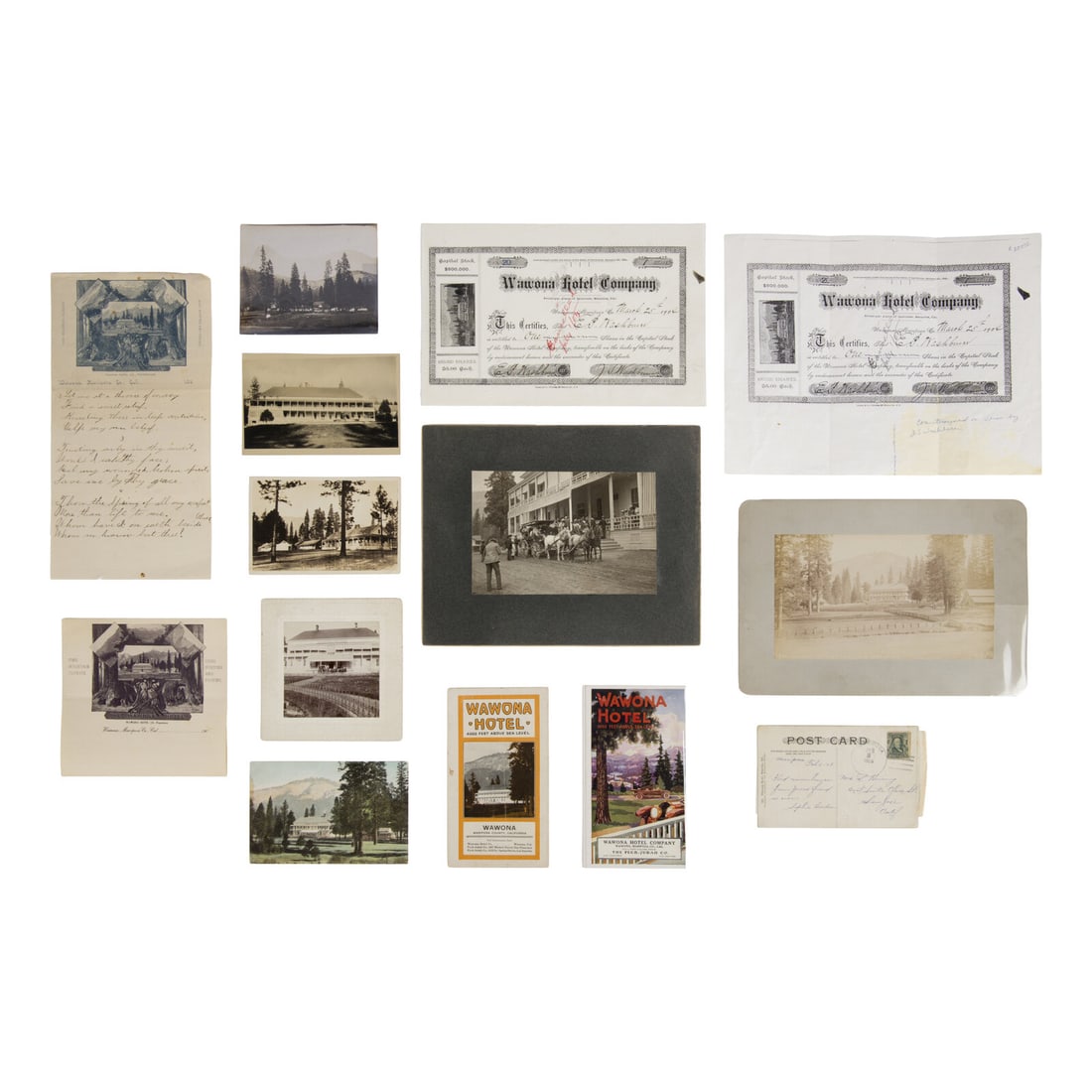 [Yosemite]. A small archive of items related to the Wawona Hotel, including: (1 of 1)