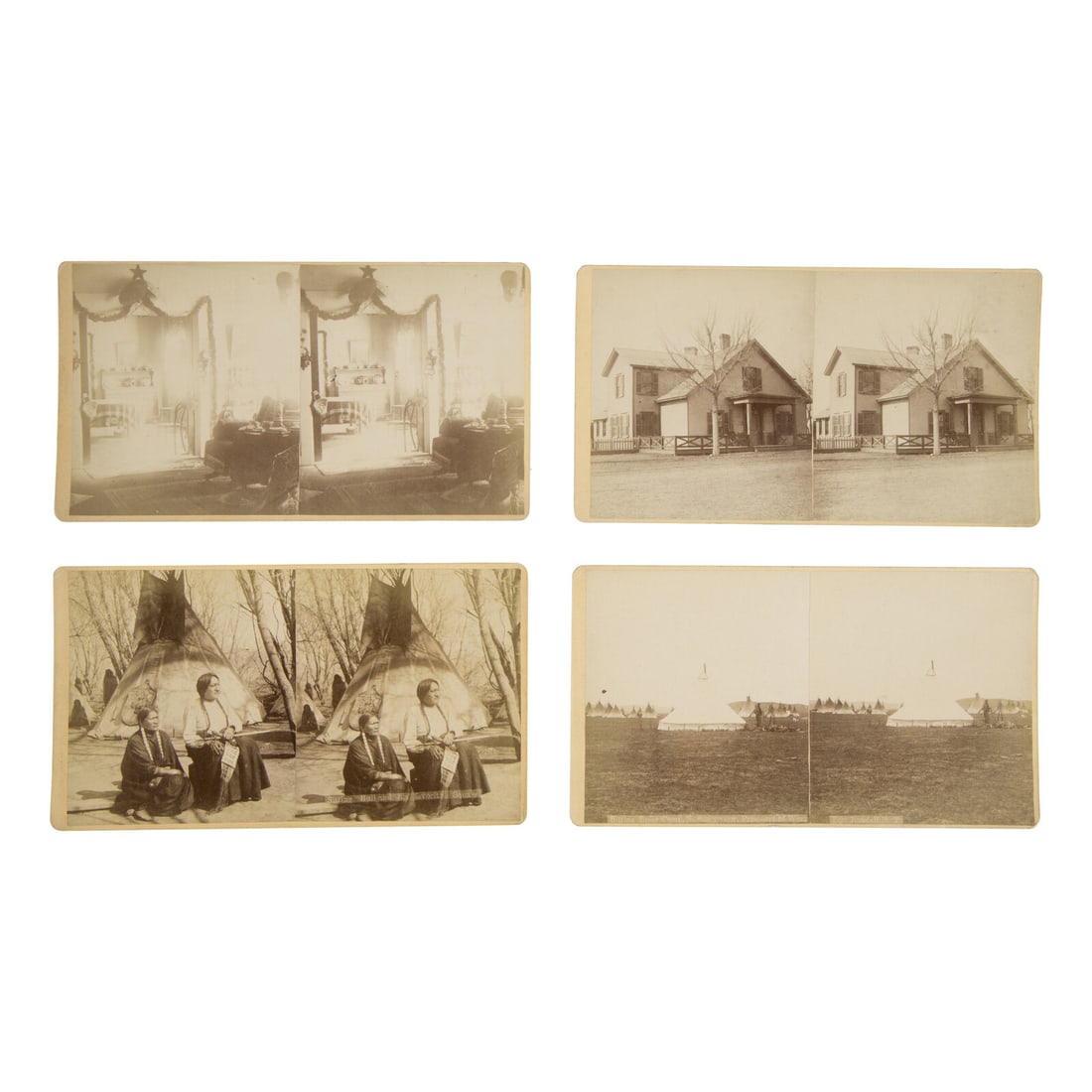 Cross, W.R. (1839-1907). A group of 4 stereoviews including Sitting Bull and his wife Travoriet at (1 of 2)
