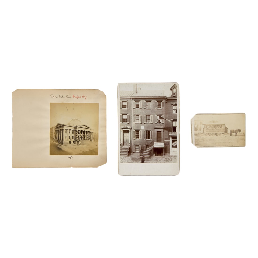 [Lincoln, Abraham]. A group of 13 photos related to Lincoln, his death, and funeral, including (1 of 4)