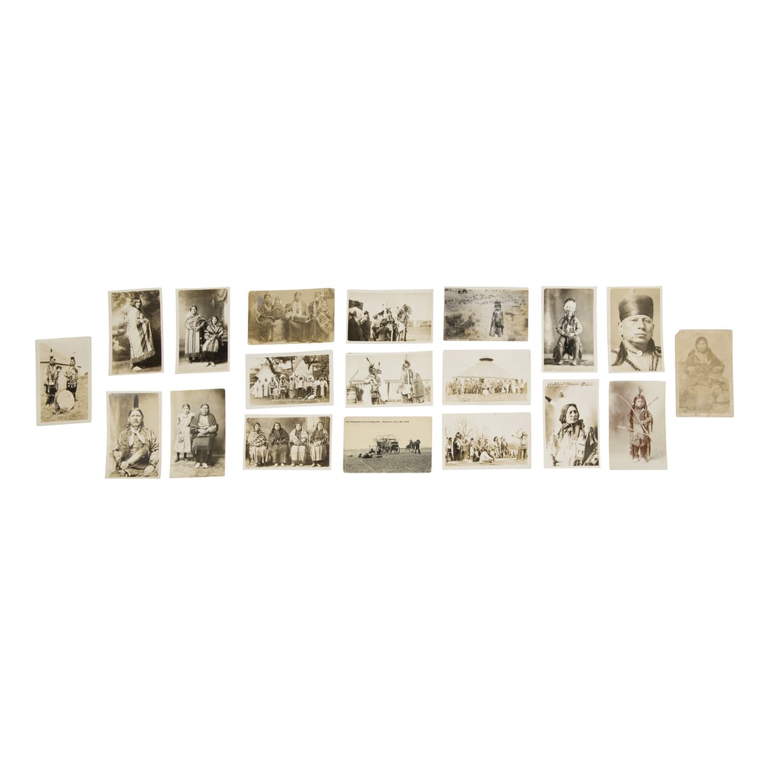 [Native Americana]. A collection of real photo postcards and photos featuring Native American: [Native Americana]. A collection of real photo postcards and photos featuring Native American content. 34 images, primarily real photo postcards, 3 1/2 x 5 1/2 in., or smaller, featuring Native Americ